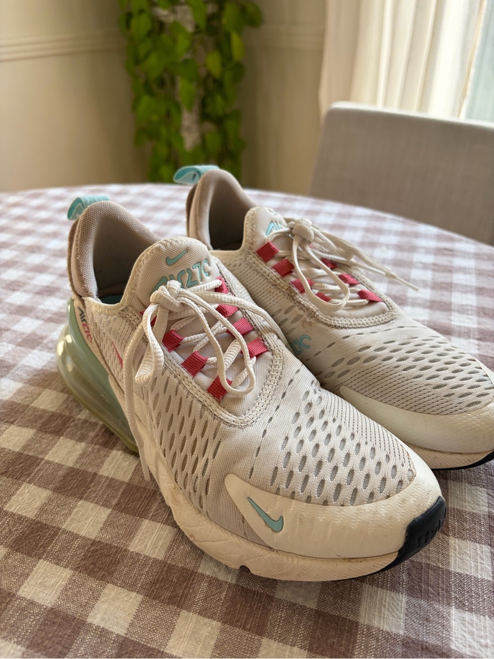 Nike Women’s Air Max 270 White with Teal & Pink Accents